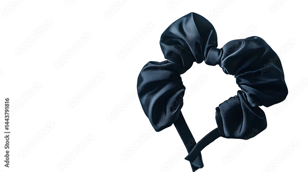 Women's scrunchie hair band decorated with bow is isolated on a white background
