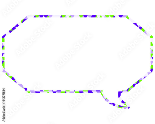 ステンドグラス風吹き出し　三角形模様　細長い八角形