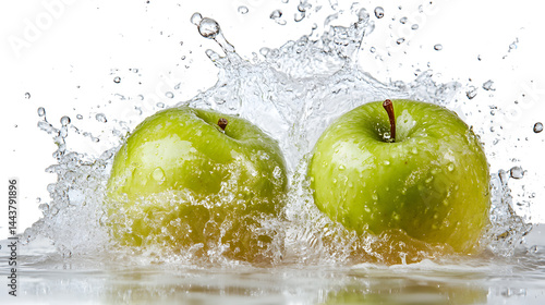 Obraz na płótnie green apple splashing in fresh water isolated on white or transparent png
w salonie