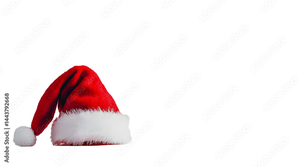 Real photo of a red Christmas Santa Claus hat with isolated on transparent or white background, png