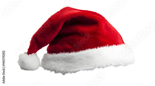 Obraz na płótnie Real photo of a red Christmas Santa Claus hat with isolated on transparent or white background, png
w salonie