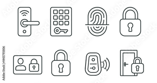 Set of icons for security devices