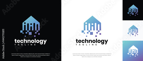 Home technology logo design. Smart home technology logo template. Technology logo symbol icon