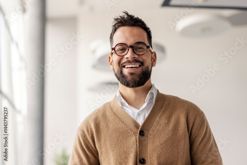 Photography Close up of corporate worker dressed business casual smiling at camera