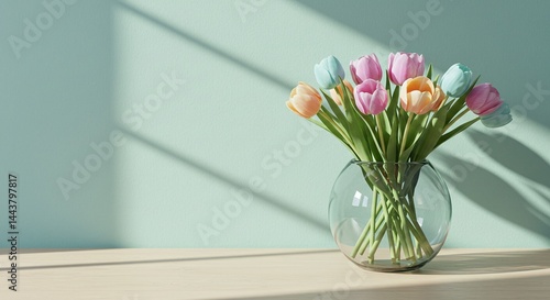 Wallpaper Mural Pastel Tulips in Glass Vase Torontodigital.ca