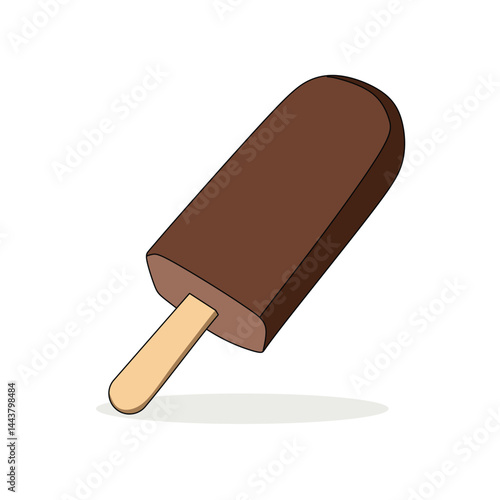 Chocolate ice cream bar vector illustration with white background and ice cream icon 