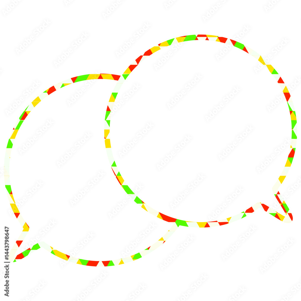 Naklejka premium ステンドグラス風吹き出し 三角形模様 重なる会話