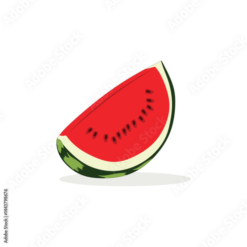 Red watermelon piece.  Half part of watermelon whole and Bitten half of watermelon illustration vector design 