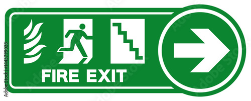 Fire Exit Stair Right Symbol Sign, Vector Illustration, Isolate On White Background Label. EPS10