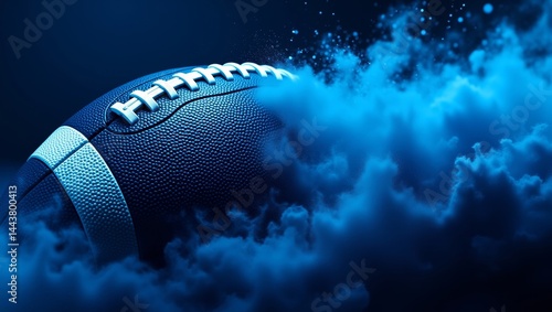 Dynamic blue football in motion