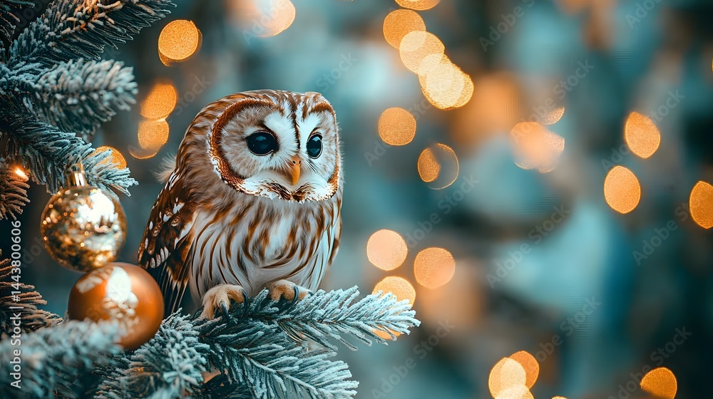 owl christmas Christmas collection long header banner format panorama website header banner high quality photo animal, decoration, season, bird