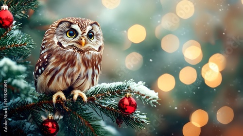 Obraz na płótnie owl christmas Christmas collection long header banner format panorama website header banner high quality photo animal, decoration, season, bird
w salonie