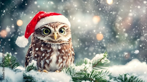 Obraz na płótnie owl christmas Christmas collection long header banner format panorama website header banner high quality photo animal, decoration, season, bird
w salonie