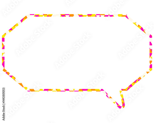 ステンドグラス風吹き出し　三角形模様　細長い八角形