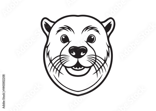 Sea Otter Head icon, Sea Otter Head silhouette Vector