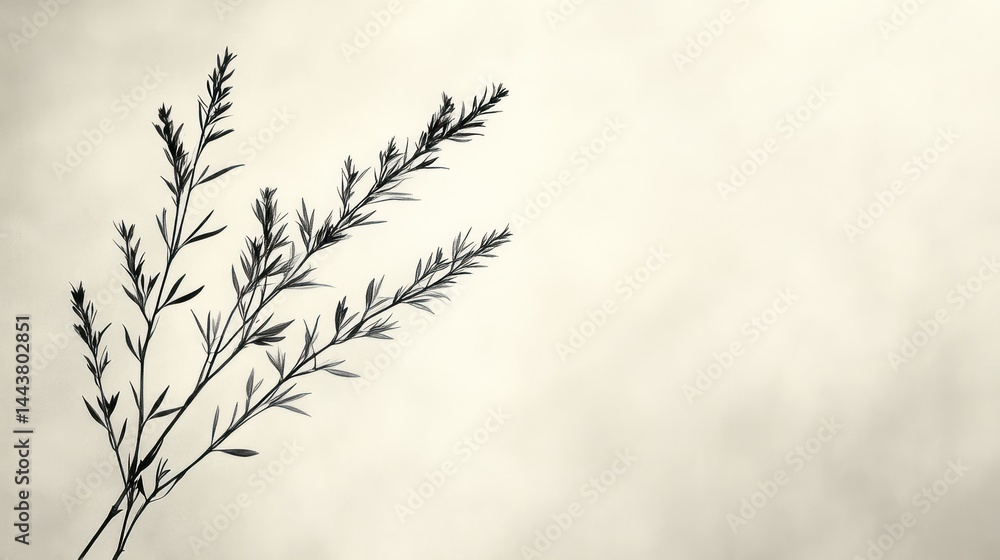 Obraz premium Delicate plant silhouette against soft backdrop
