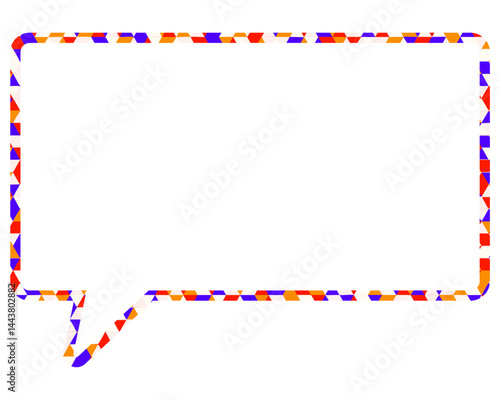 ステンドグラス風吹き出し　三角形模様　四角形