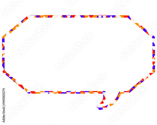 ステンドグラス風吹き出し　三角形模様　細長い八角形