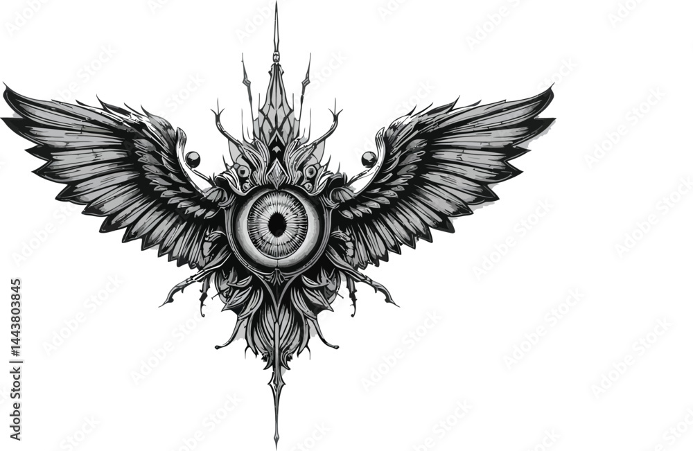 Obraz premium Tattoo Vector, Winged Eye, Seraphim Style