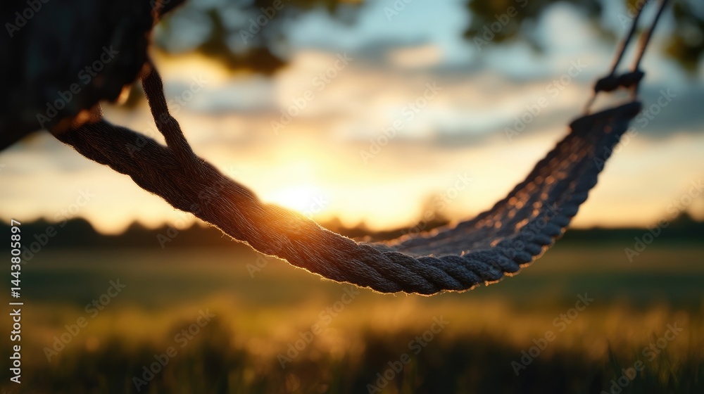 Obraz premium Rustic hammock at sunset