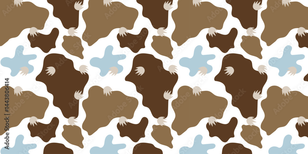 Obraz premium crocodile footprints with abstract liquid shapes seamless pattern. animal footprints background for textile, fabric, wallpaper and wrapping