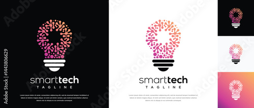 smart light bulb technology logo design template. technology bulb logo icon