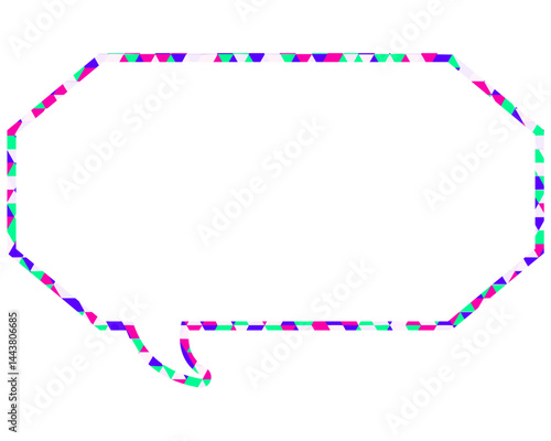 ステンドグラス風吹き出し　三角形模様　細長い八角形