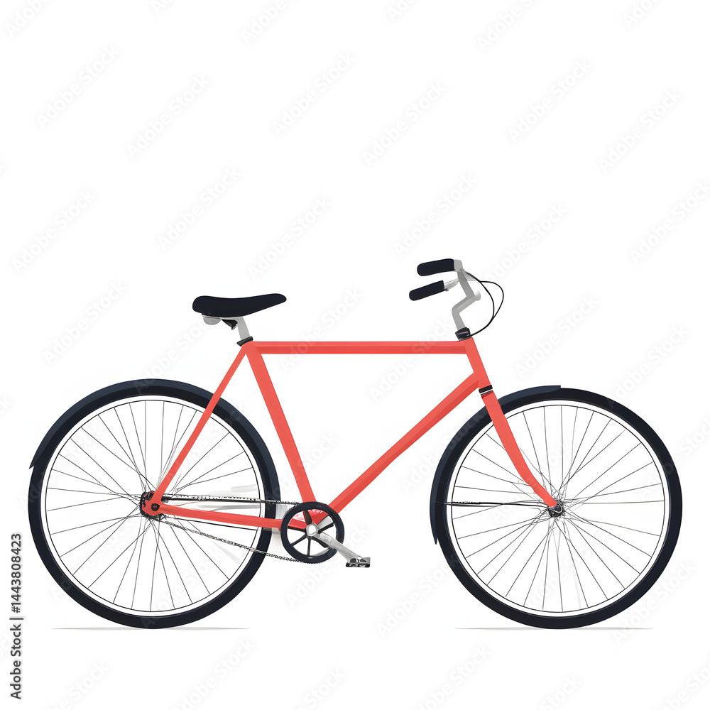 Flat vector illustration of a bicycle, minimalist, clean lines, vibrant colors, modern design, isolated on white background Flat vector illustration of a bicycle, minimalist, clean lines, vibrant colors, modern design, isolated on white background