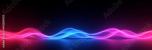 Neon wave gradient on reflective surface