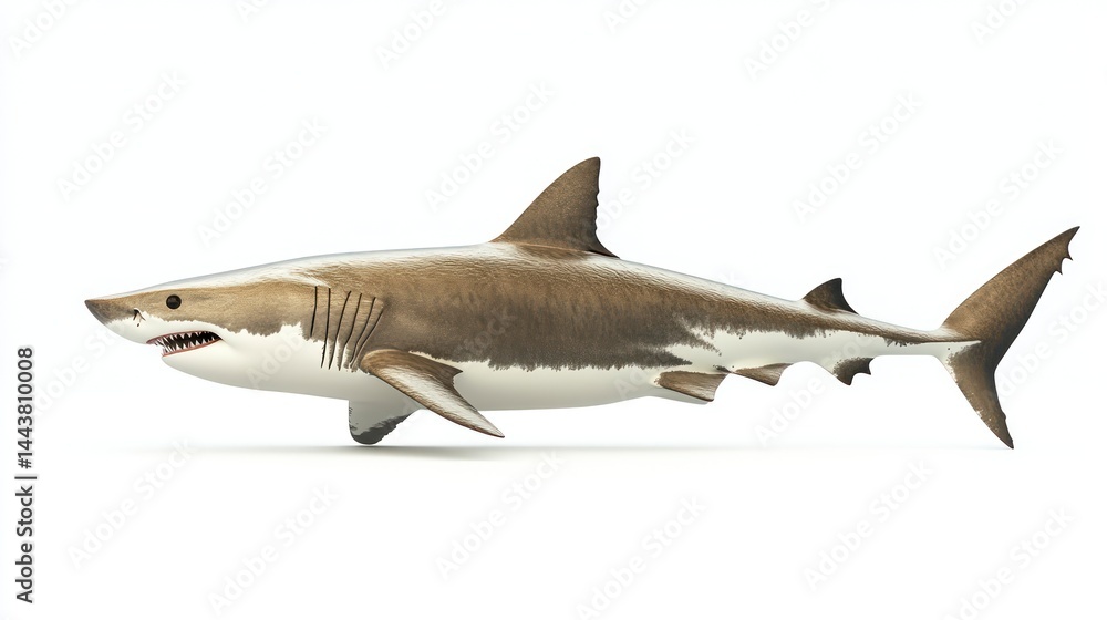 Naklejka premium A large marine predator with a streamlined body sharp teeth and distinctive dorsal fin isola