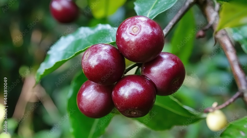 Obraz premium Clusters of deep purple berries on a branch