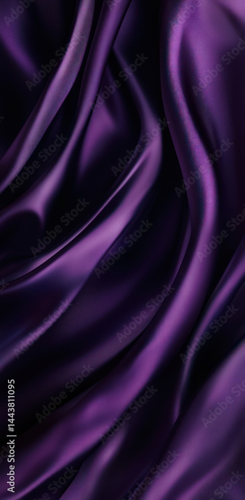 Fototapeta premium Purple silk fabric texture, elegant drape, studio shot, background blur, design use