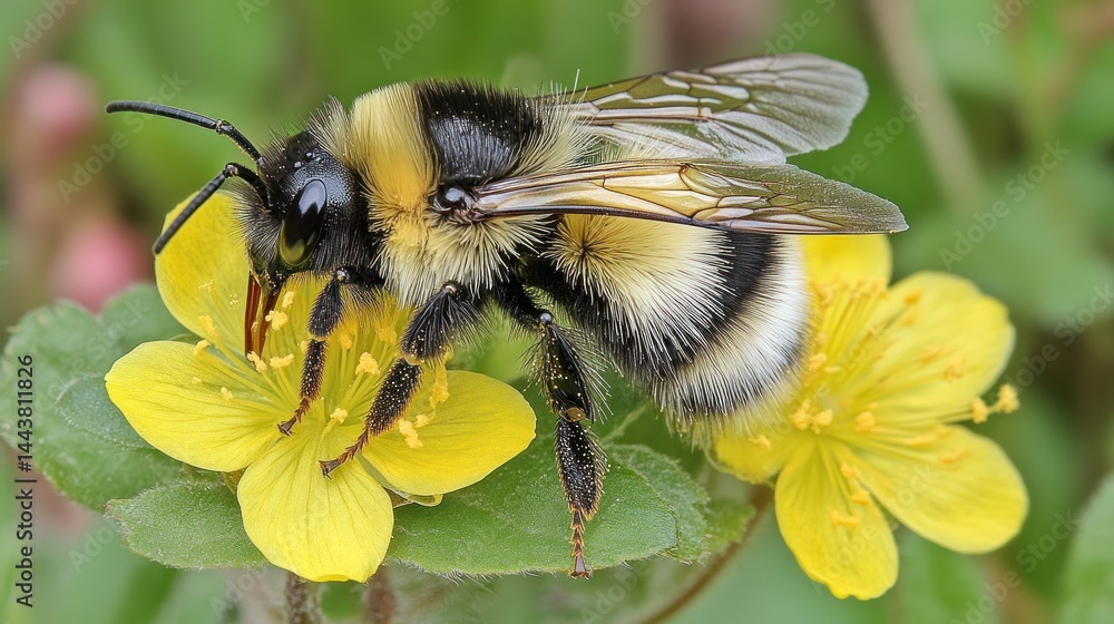 Majestic Bumblebee on Yellow Flower Majestic Bumblebee on Yellow Flower