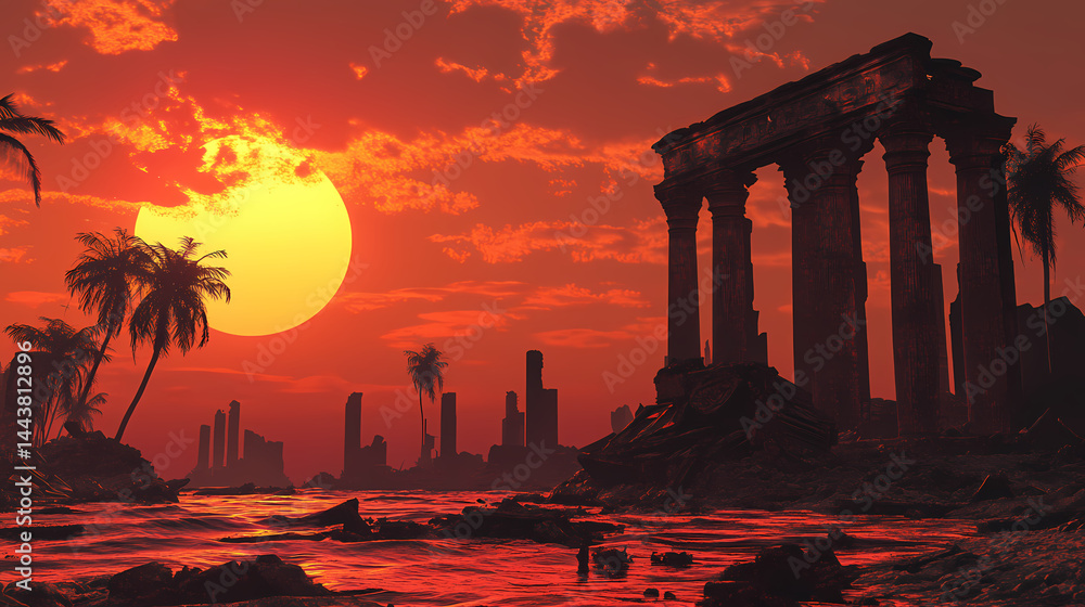 Fototapeta premium ancient forgotten civilization ruins