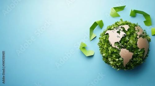 Obraz na płótnie World ecology concept green earth and recycling arrows sustainable environment w salonie