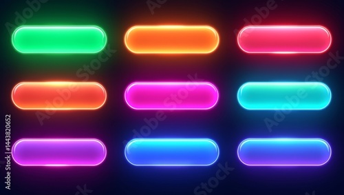 Wallpaper Mural Neon glowing buttons layout on dark background Torontodigital.ca