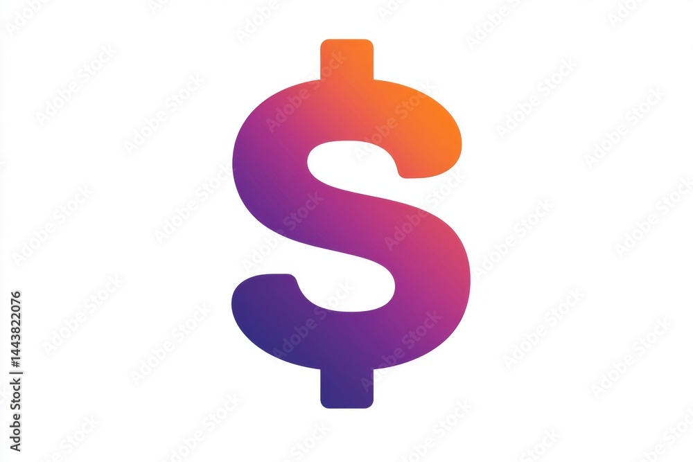 Colorful gradient dollar symbol with 3D shading effect Colorful gradient dollar symbol with 3D shading effect