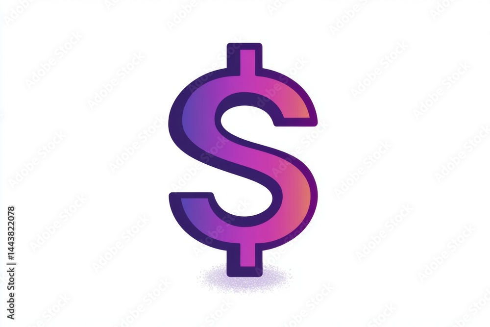 Minimal purple dollar icon with modern flat design on white Minimal purple dollar icon with modern flat design on white