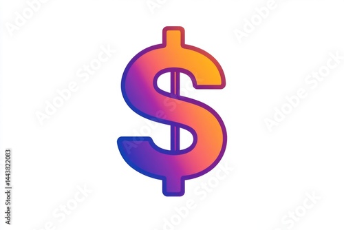 Gradient pink and violet dollar symbol icon with smooth lighting effect