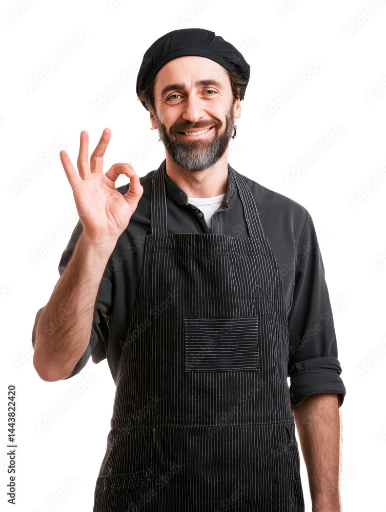 Fototapeta premium Experienced artisan repairman with OK gesture transparent background