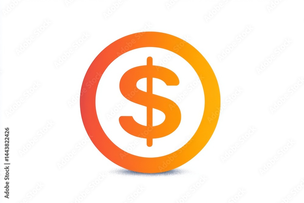Orange dollar symbol in circle outline on white background Orange dollar symbol in circle outline on white background