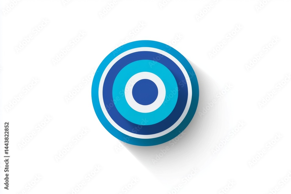Blue 3D target icon with concentric rings and shadow Blue 3D target icon with concentric rings and shadow