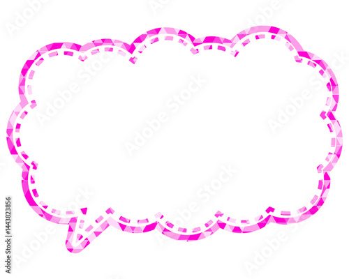 ステンドグラス風吹き出し　三角形模様　細長い雲形