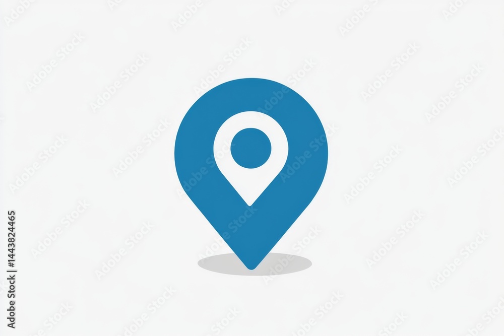 Flat blue location pin icon on white background