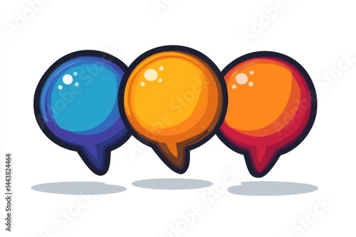 Obraz na płótnie Three colorful speech bubbles with shiny 3D effect and thick outlines w salonie