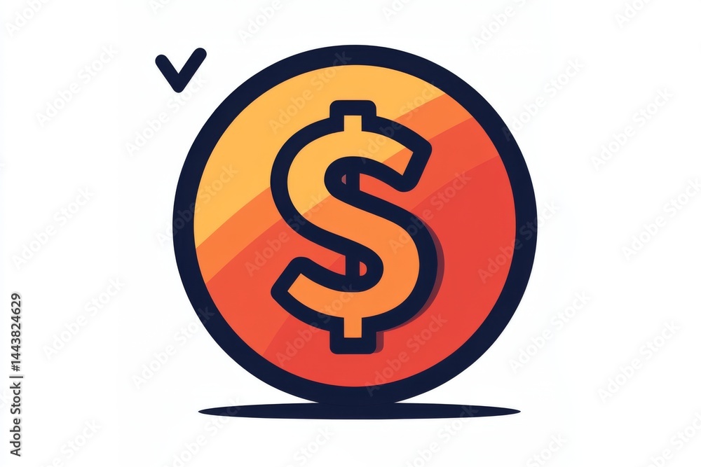 Stylized dollar icon in yellow and red gradient with white background