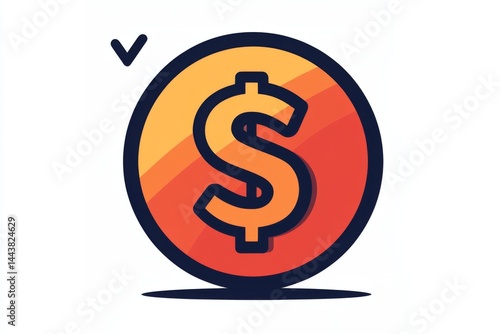 Obraz na płótnie Stylized dollar icon in yellow and red gradient with white background w salonie