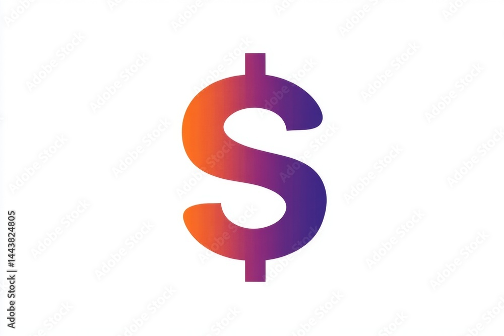 Gradient dollar icon with purple and red color transition