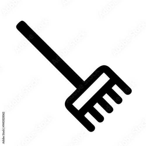 Vector graphic of a rake tool for gardening and yard work icon for landscaping and cleanup needs