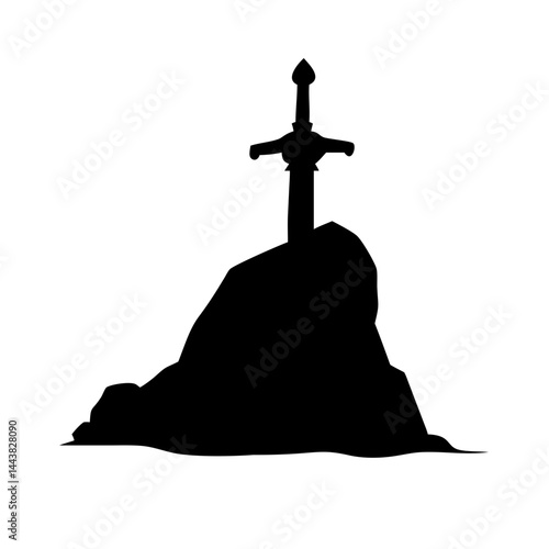 Sword in the stone vector illustration arthurian legend fantasy medieval king arthur story tale myth
